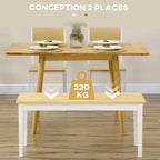 Banc en bois pour 2 personnes bicolore assise naturelle et piètement blanc 102 x 36 x 45 cm-3