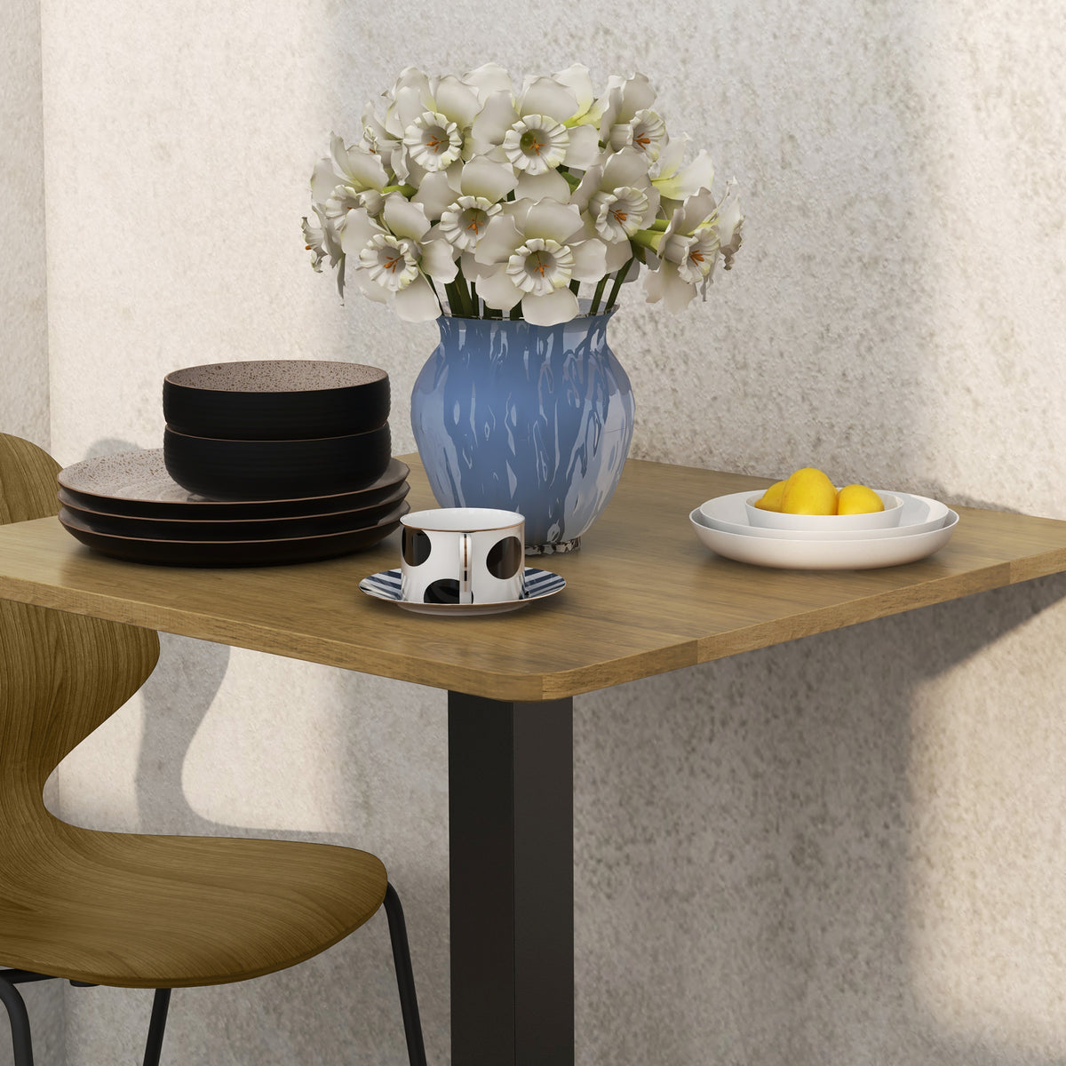 Table à Manger Carrée pour 2 Personnes 70x70x75cm Table de Cuisine Plateau Effet Bois Piétement en Acier Marron Foncé-9