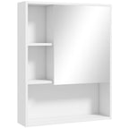 Armoire murale salle de bain avec miroir, meuble salle de bain, 5 compartiments et étagère réglable, 60x15x76cm, blanc-0