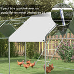 Grand perchoir échelle pour poules 4 niveaux avec barreaux en bois et structure métal 140 x 86 x 2,5 cm argent naturel-3