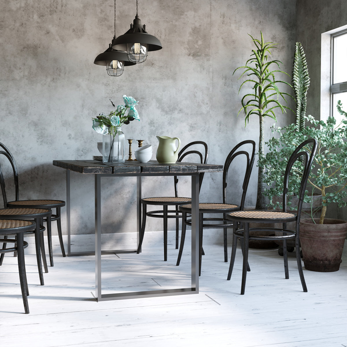 Lot de 4 pieds rectangulaires en acier noir pour table - hauteur 72 cm - design contemporain-1