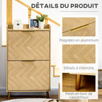 Meuble à chaussures à 2 abattants pour petit entrée salon chambre 70 x 30 x 120 cm-5