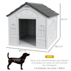 Niche pour Chien Extérieur avec Toit en Pente et Porte Avant Ouverte, pour Chiens Moyens et Grands, 84,2x98,2x82cm, Gris-2