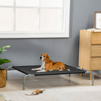 Lit pour chien chat XL grand confort sur pieds lit de camp 110 x 75 x 20 cm textilène micro-perforé noir-1