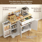 Buffet cuisine, meuble de rangement avec 3 portes, tiroir, étagères de porte et étagère réglable, 105x40x83cm, blanc-3