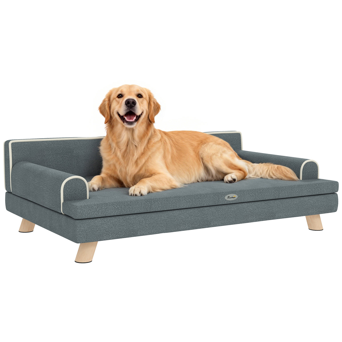 Canapé pour chien chat design scandinave coussin moelleux amovible pieds bois massif 100 x 62 x 32 cm gris-0