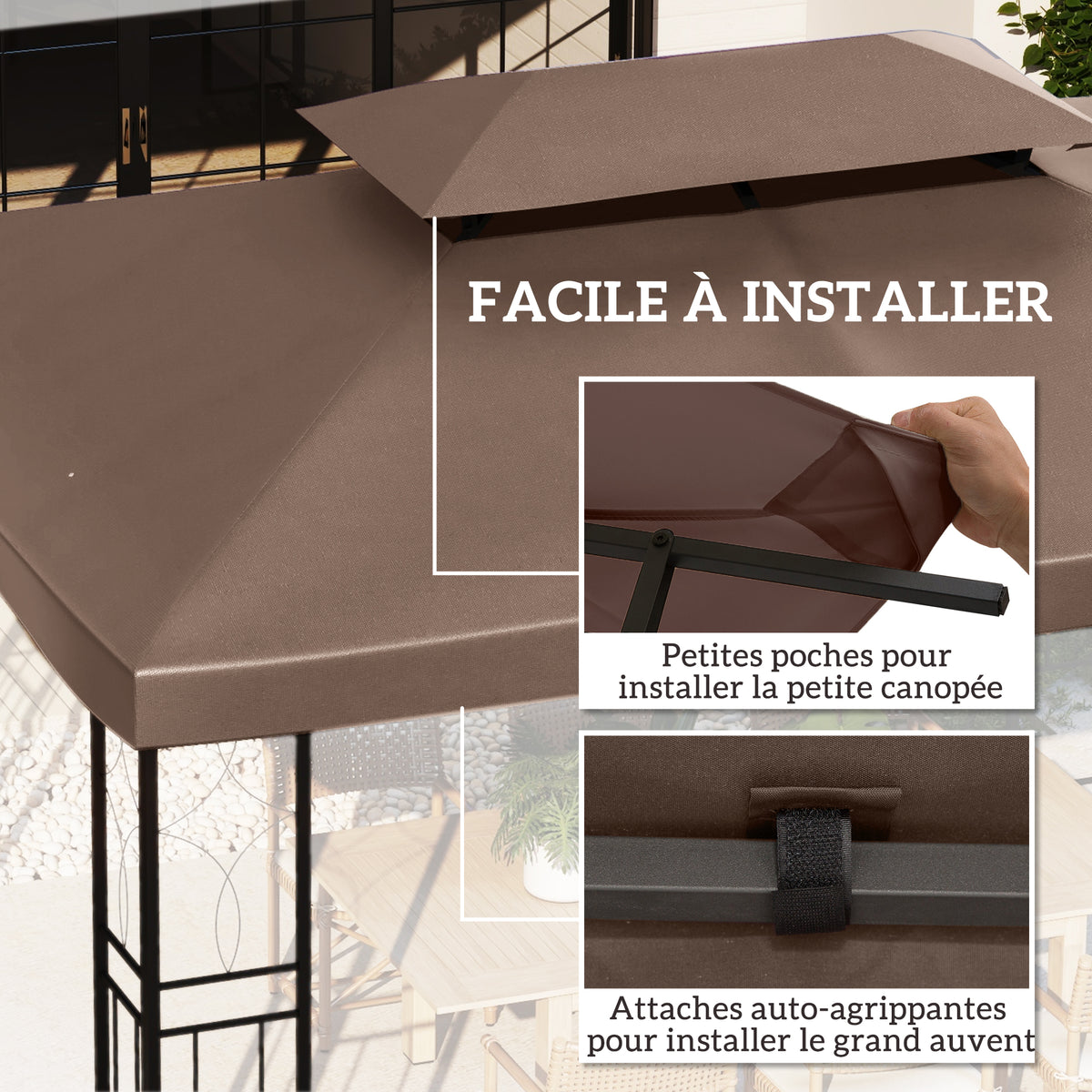 Toit de Rechange pour Tonnelle Marron 3 x 4 m-4