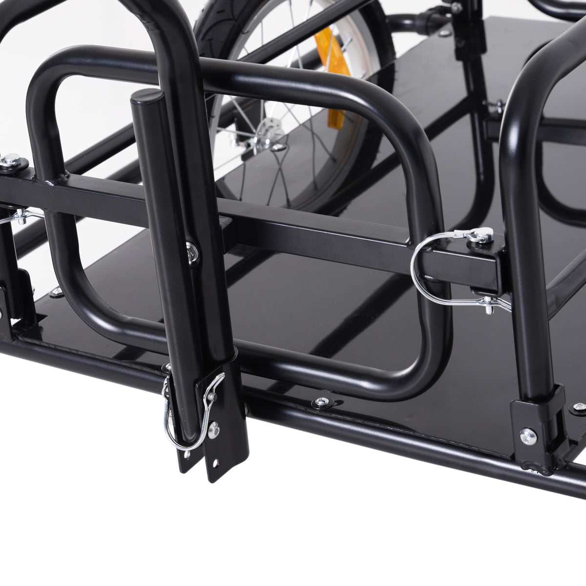 Remorque vélo remorque de transport pour vélo 70 L 155L x 71,5l x 77H cm poignée barre d'attelage universelle pliable acier Charge max. 40 Kg noir-7