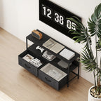 Meuble TV, meuble télé pour téléviseur jusqu'à 47 pouces avec 2 tiroirs et pieds en acier, 98 x 29 x 56 cm, gris foncé-7