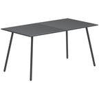 Table à manger de jardin pour 6 personnes avec plateau à lattes pour jardin, patio, terrasse, 150 x 80 x 74 cm, gris-0