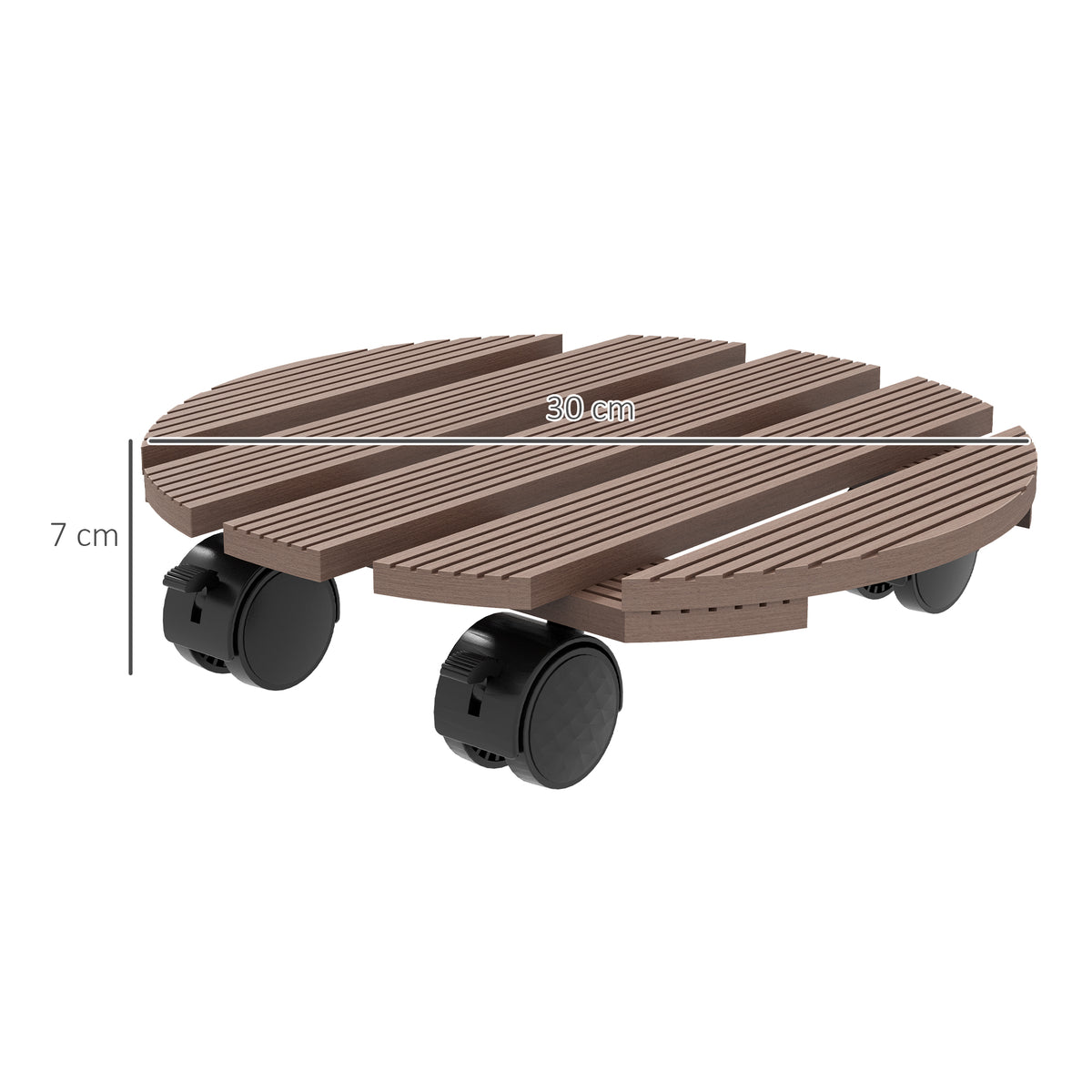 Lot de 4 supports ronds Ø30 cm pour plantes - porte plante à roulettes, intérieur et extérieur-2