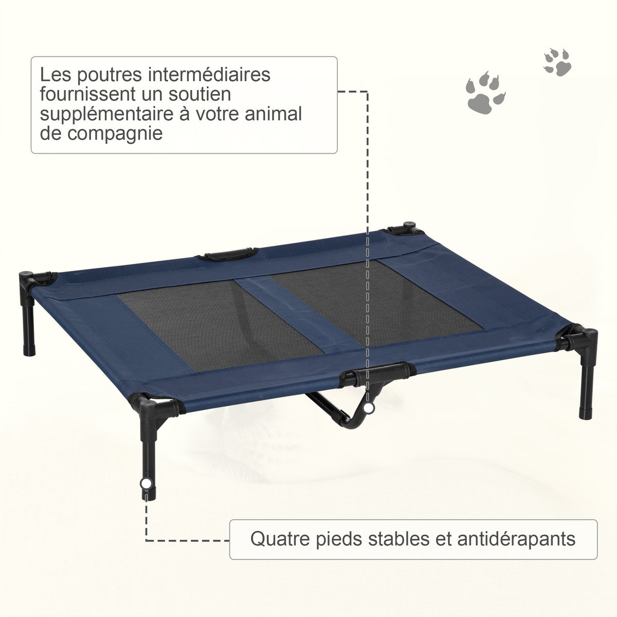 Lit sur pieds lit pour chien chat lit de camp lit surélevé aniamux tissu Oxford textilène micro-perforé acier-6