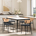 Lot de 2 chaises de salle à manger avec pieds en acier, dossier incurvé et assise rembourrée, gris et effet bois naturel-8