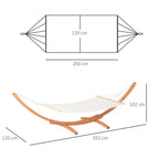 Hamac de jardin avec support en bois hamac sur pied 1 personne 3,92L x 1,2l x 1,1H m coloris crème marron-2