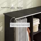 Armoire penderie Meuble de Rangement Mobile 6 roulettes 120L x 40l x 128H cm en bois Noir-3
