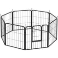 Parc pour chien enclos chien 8 panneaux modulable et pliable acier avec porte pour chiot intérieur extérieur 60 cm noir-0