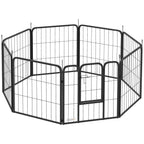 Parc pour chien enclos chien 8 panneaux modulable et pliable acier avec porte pour chiot intérieur extérieur 60 cm noir-0