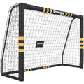 But de Football avec Mousse de Protection, 6 Piquets de Sol et Filet en PE, 240x85x160cm, Jaune-0
