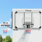 Panier de basketball mural avec panier spécial filet toutes saisons pour l'intérieur et l'extérieur 113x61x73cm blanc-2