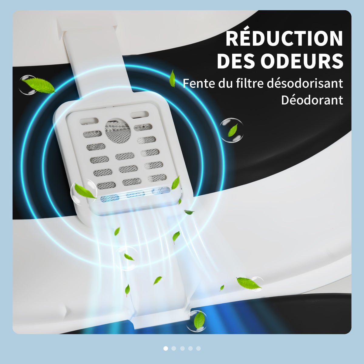 bac à litière pour chat pliable porte battante lucarne + pelle fournis noir blanc-3