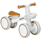 Draisienne vélo Enfant 4 roues selle réglable, guidon ergonomique alliage alu. PP, enfant 1 à 3 ans - Marron Blanc-0