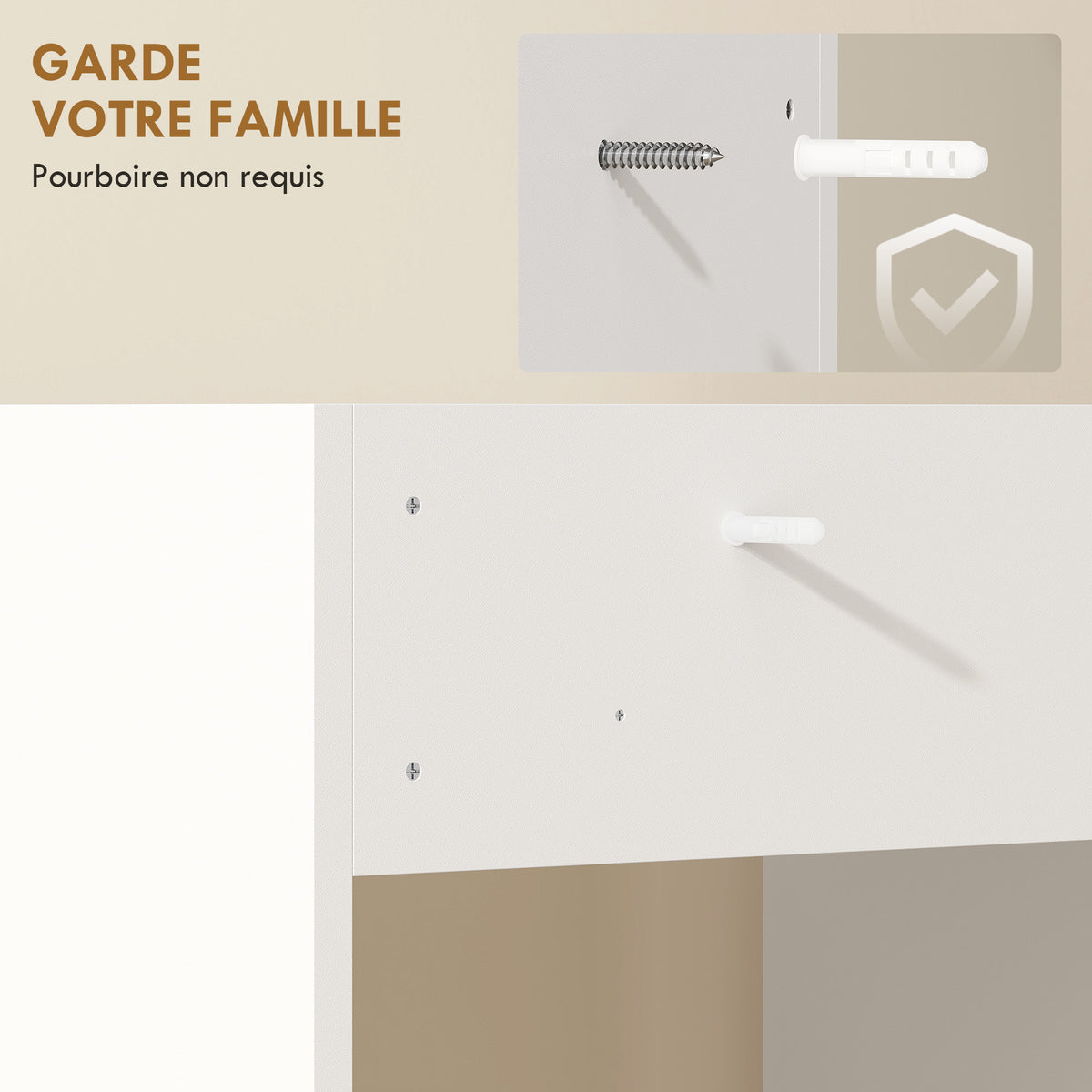 Meuble Machine à Laver avec Plan de Travail, Style Moderne, Anti-Basculement, Meuble de Rangement, 64x60x97,5cm, Blanc-5