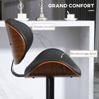 Lot de 2 chaises de bar tabouret hauteur réglable revêtement synthétique 53 x 52 x 92-112 cm noir-5