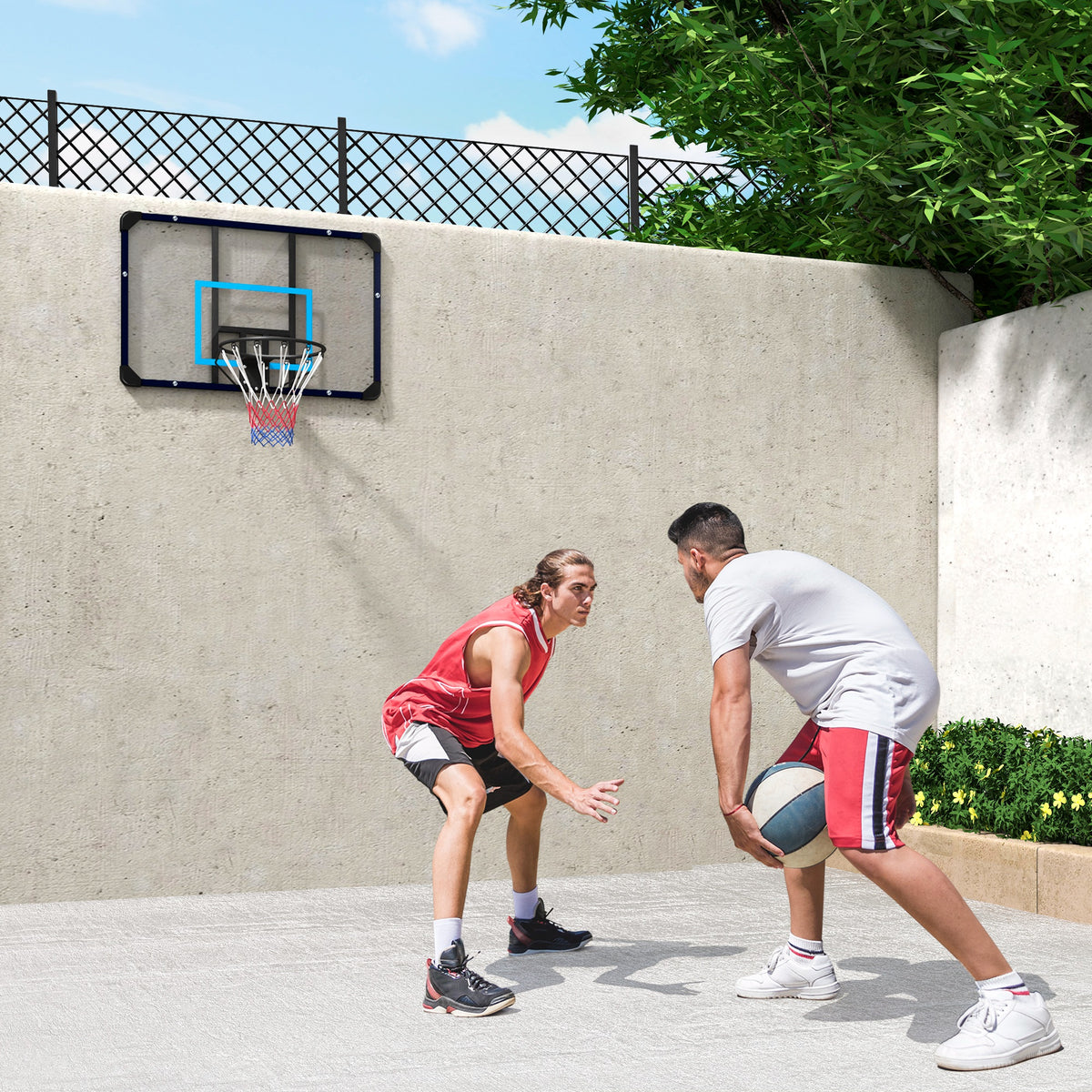Panier de basketball mural panier spécial - 113L x 73H cm - filet toutes saisons pour l'intérieur et l'extérieur-9