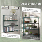 Étagère à fleurs supports porte plante 4 niveaux, intérieur et extérieur en acier, dim. 89L x 28l x 107H cm, vert-5