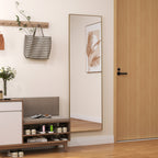 Grand miroir pleine longueur rectangulaire, 50 x 160 cm, miroir sur pied, mural ou pocé contre mur, doré-7