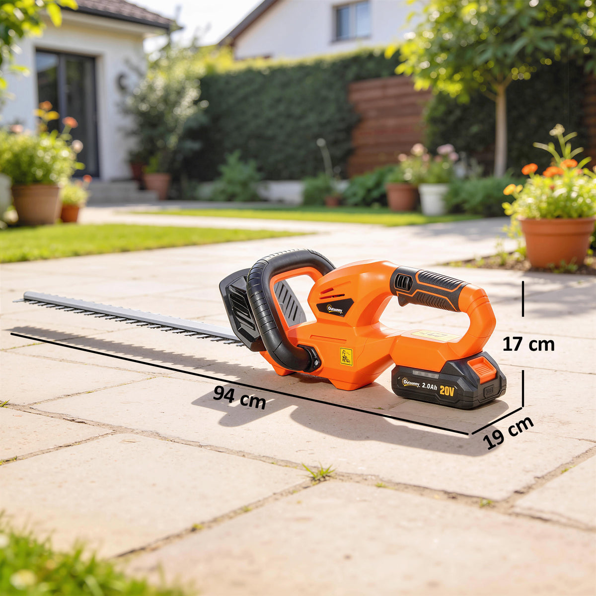 Taille-Haies Électrique, Lame 51 cm, Batterie 2,0 Ah et Chargeur, Orange-2