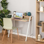 Bureau Informatique Table Ordinateur d'étude dim. 84L x 45l x 85H cm Style Simple en Bois chêne Clair Blanc-1