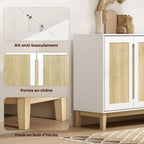 Buffet, meuble de rangement avec 2 portes et 4 tiroirs, étagère réglable, 120 x 40 x 86 cm, blanc et chêne-6