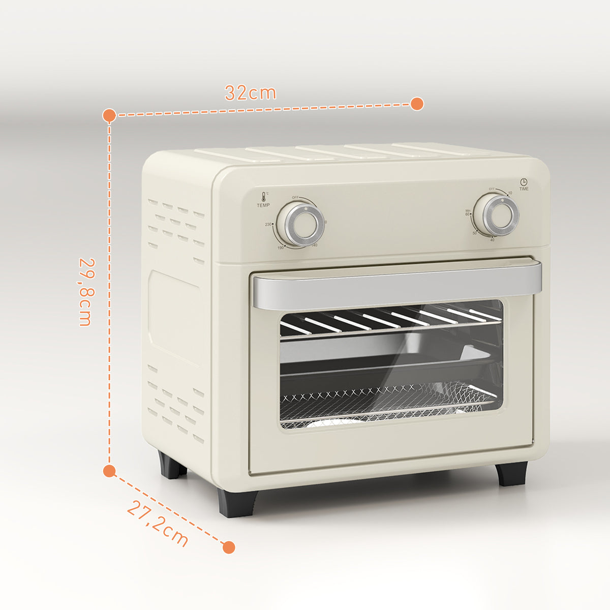 10L Friteuse sans huile mini four à air chaud 1 000 W avec température réglable 80°C-230°C, minuterie, 32x27,2x29,8cm-2