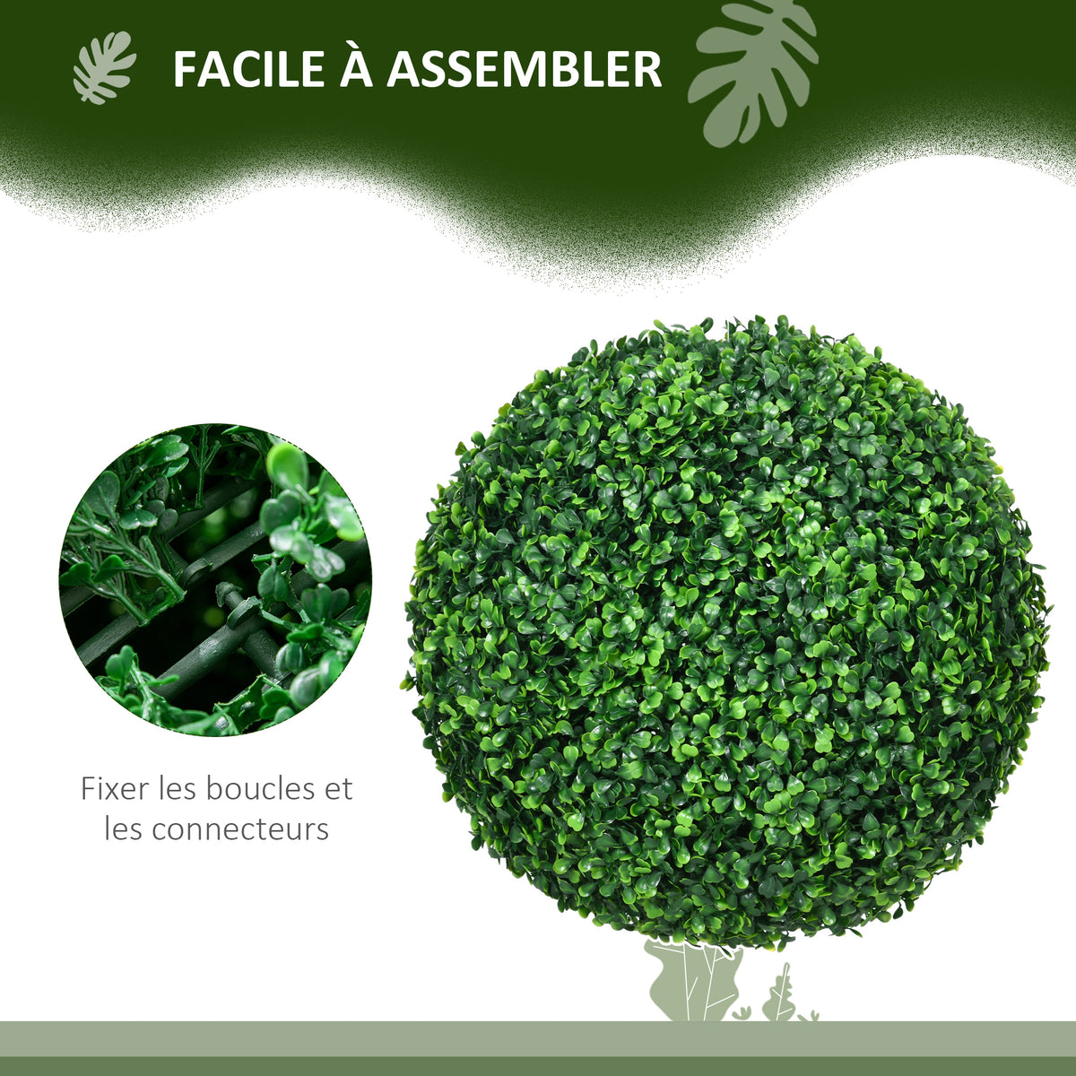 Lot de 2 boules de buis artificielles de 40 cm décoration pour intérieur ou extérieur vert-4