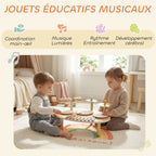 Jeux de Tambours pour Bébé, Tambour bébé avec Xylophone pour Tout-Petits, Instruments de Musique en Bois, Naturel-4