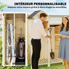 Armoire de Jardin en Bois Abri de Jardin Toit en Asphalte Double Zone et Étagères Amovibles 106x57x167cm Naturel-5