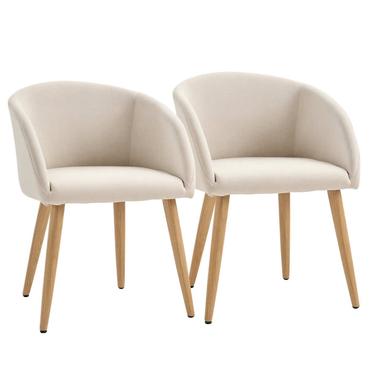 Lot de 2 chaises de salle à manger chaise de cuisine Design scandinave - Pieds inclinés effilés Bois Caoutchouc-0