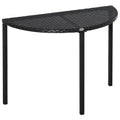 Table de jardin demi cercle - table de balcon demi lune - 100L x 50l x 74H cm résine tressée 4 fils imitation-0