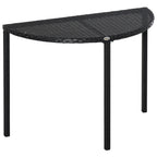 Table de jardin demi cercle - table de balcon demi lune - 100L x 50l x 74H cm résine tressée 4 fils imitation-0