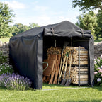 Abri de jardin 2 x 1,6 x 1,65 m abri extérieur cadre en métal galvanisé, imperméable résistant aux UV, gris foncé-8