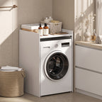 Meuble Machine à Laver avec Plan de Travail, Style Moderne, Anti-Basculement, Meuble de Rangement, 64x60x97,5cm, Blanc-7