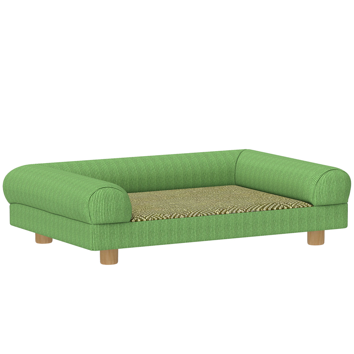 Canapé pour chien chat lit pour chien surélevé, assise de tapis frais, accoudoirs, en velours doux 63 x 41 x 17 cm, vert-0