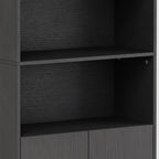 Buffet Haut Cuisine, Armoire de Cuisine, 4 Portes à Fermeture Douce, 2 Compartiments Ouverts et Étagères Réglables, Noir-9