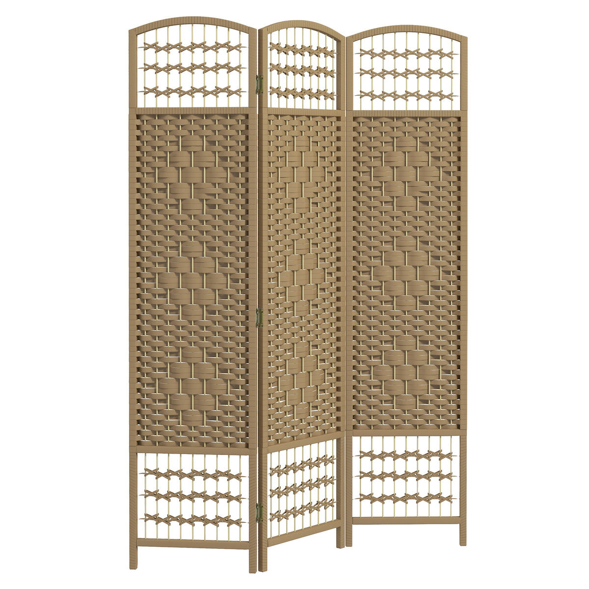 Paravent intérieur en bois séparateur de pièce cloison pliable 3 panneaux 120 x 170 cm bois naturel-0