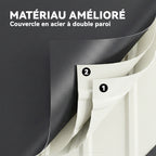 Coffre de rangement métal boîte de jardin 350L double vérins à gaz verrouillable pour coussins outils gris anthracite-6