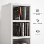 Rangements pour CD et DVD avec 12 compartiments, capacité max. 204 CD, 21 x 20 x 175 cm, blanc-4