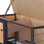 Cage à lapins en bois sur pieds, clapier pour rongeurs, cochons d'inde avec toit ouvrable - dim. 91,5L x 45l x 70H cm-7