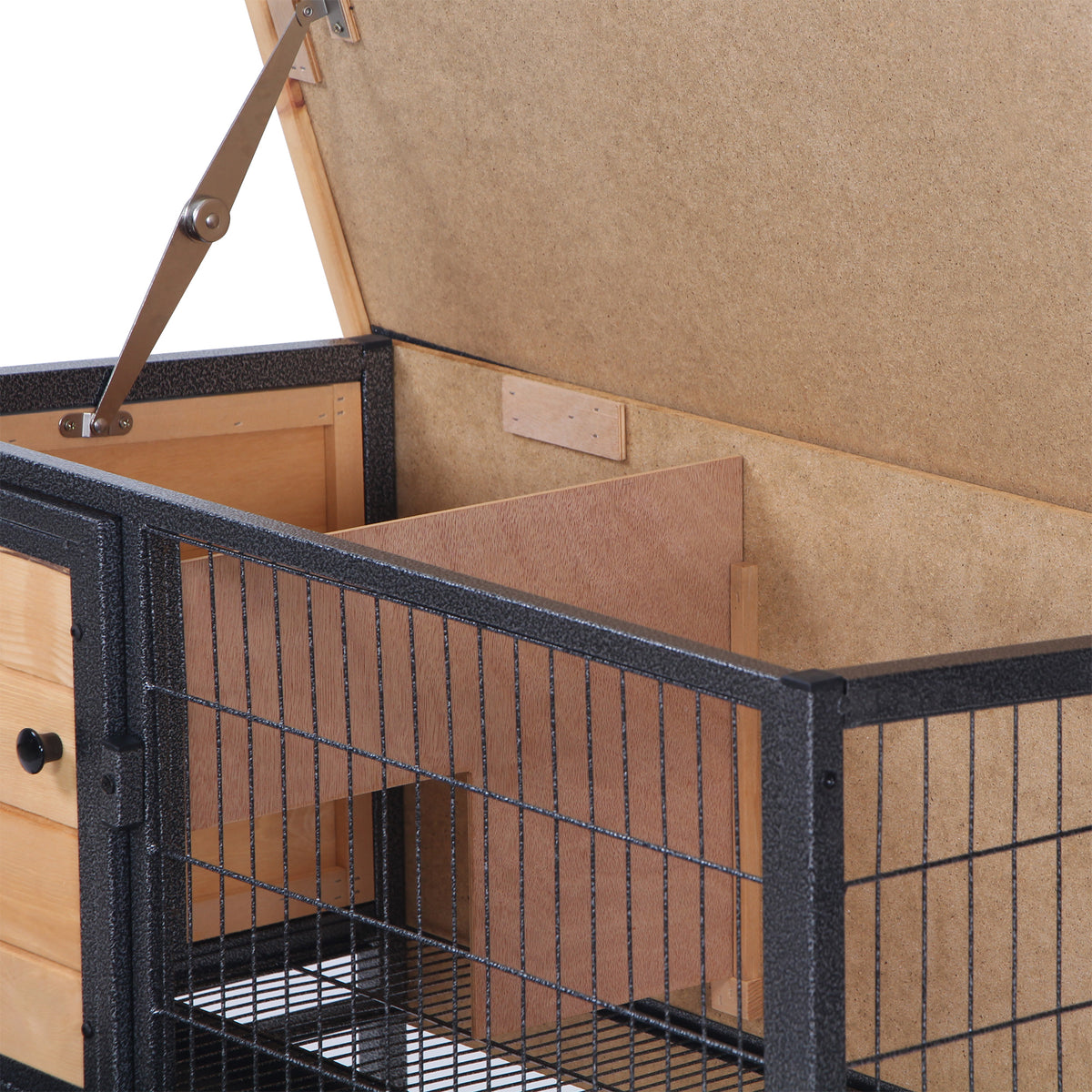 Cage à lapins en bois sur pieds, clapier pour rongeurs, cochons d'inde avec toit ouvrable - dim. 91,5L x 45l x 70H cm-7