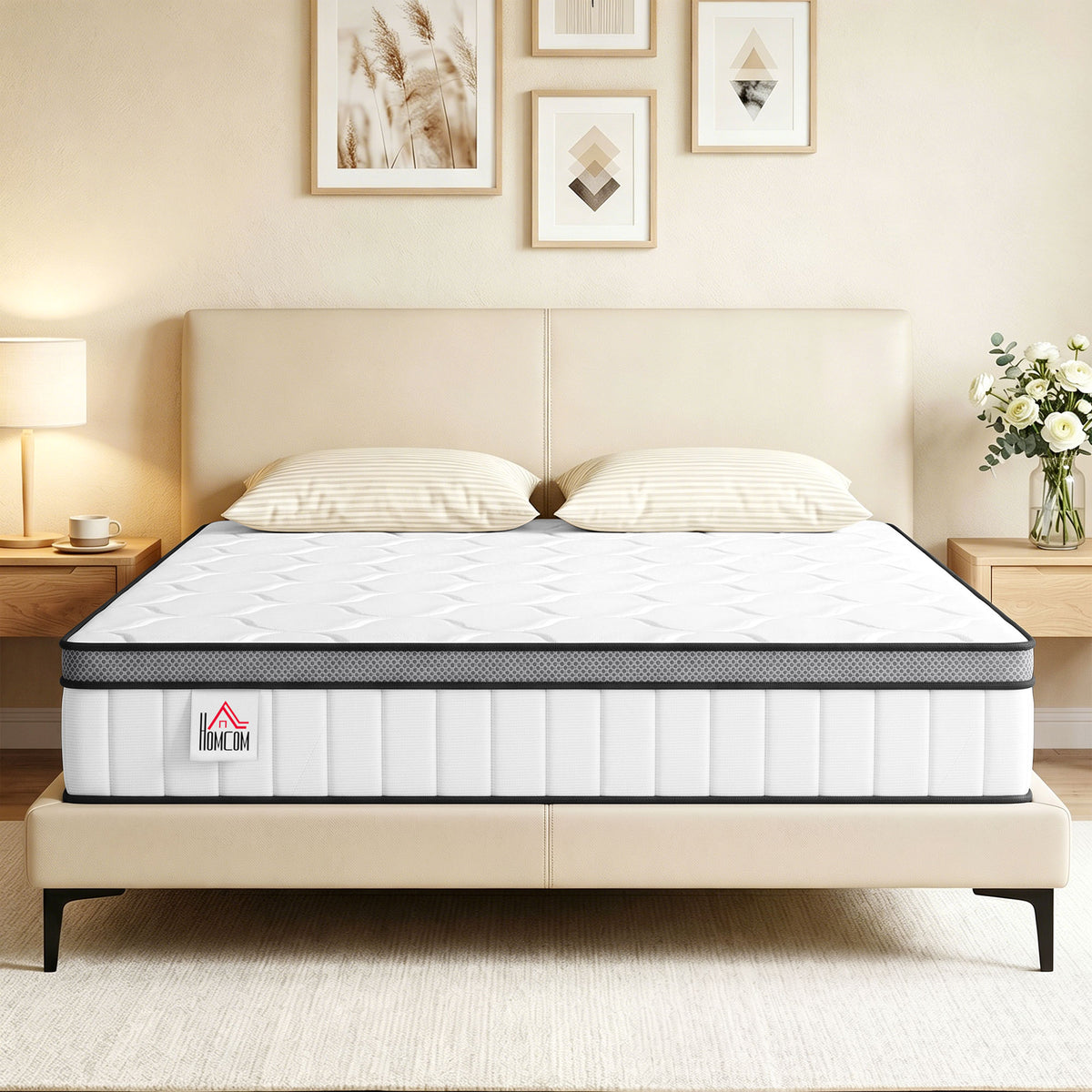 Matelas 140 x 190 cm, 20cm d'épaisseur, matelas à ressorts ensachés 7 zones mousse à mémoire forme au gel rafraîchissant-1